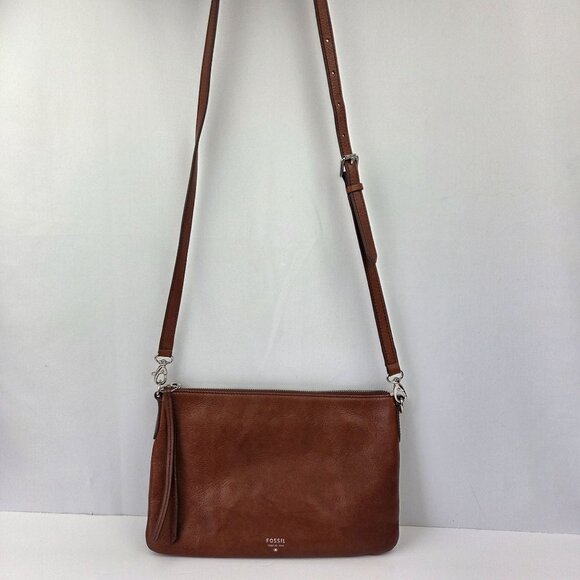 Fossil Sydney Brown Leather Crossbody Bag - Picture 4 of 16